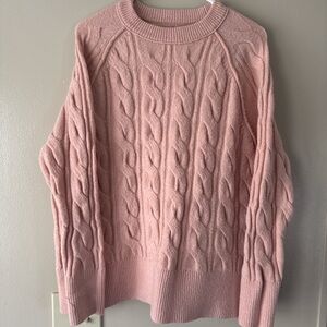 Aerie Pink Cable Knit Sweater